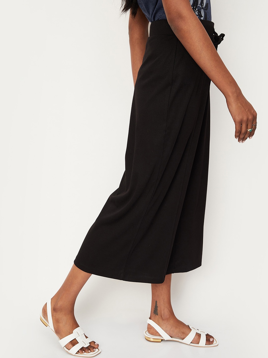 

max Women Mid-Rise Parallel Trousers, Black