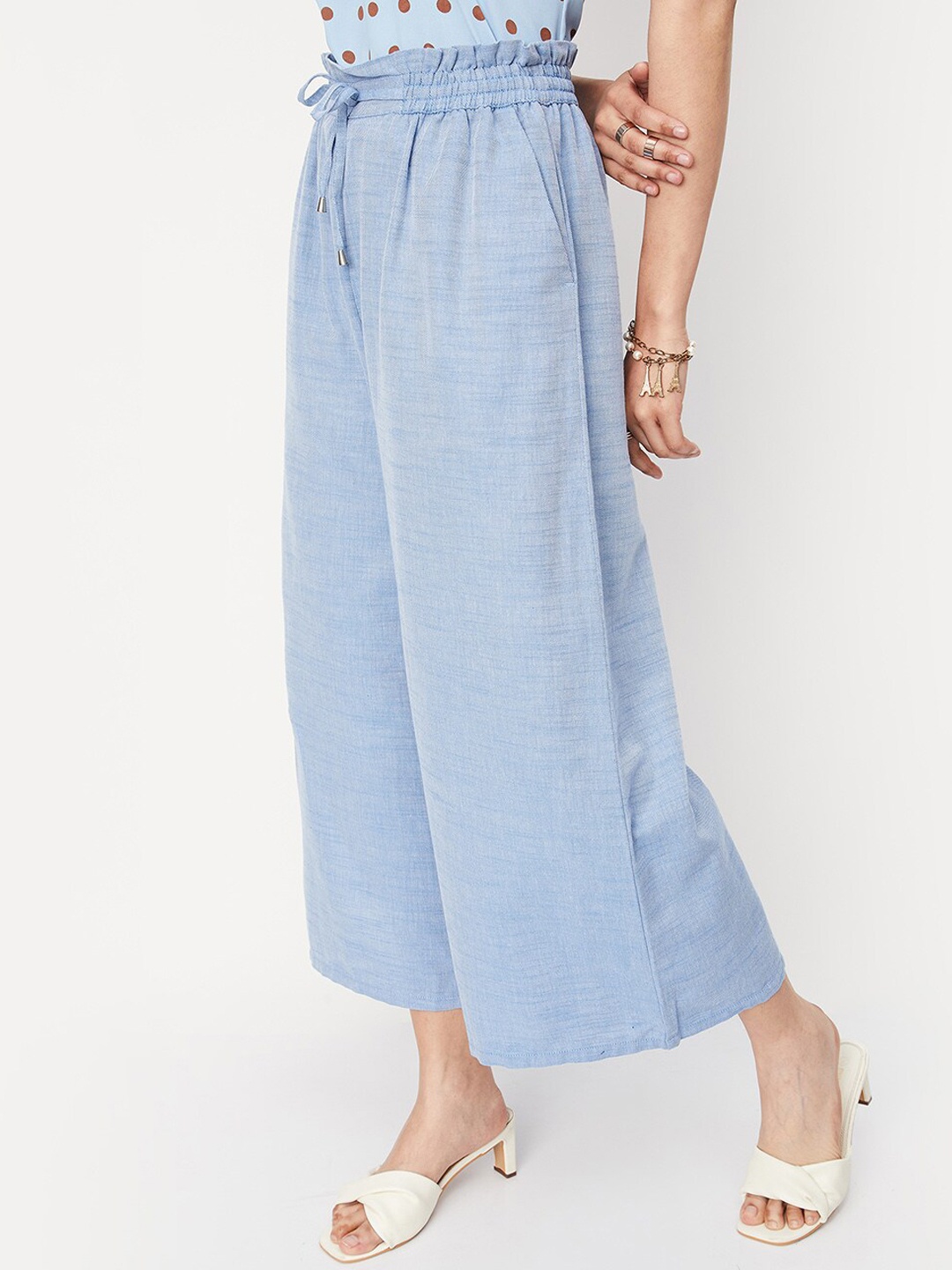 

max Women Mid-Rise Parallel Trousers, Blue