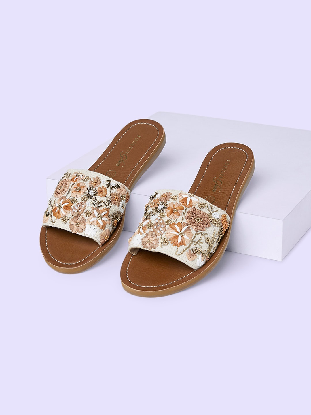 

Forever Glam by Pantaloons Embroidered Open Toe Flats, Off white