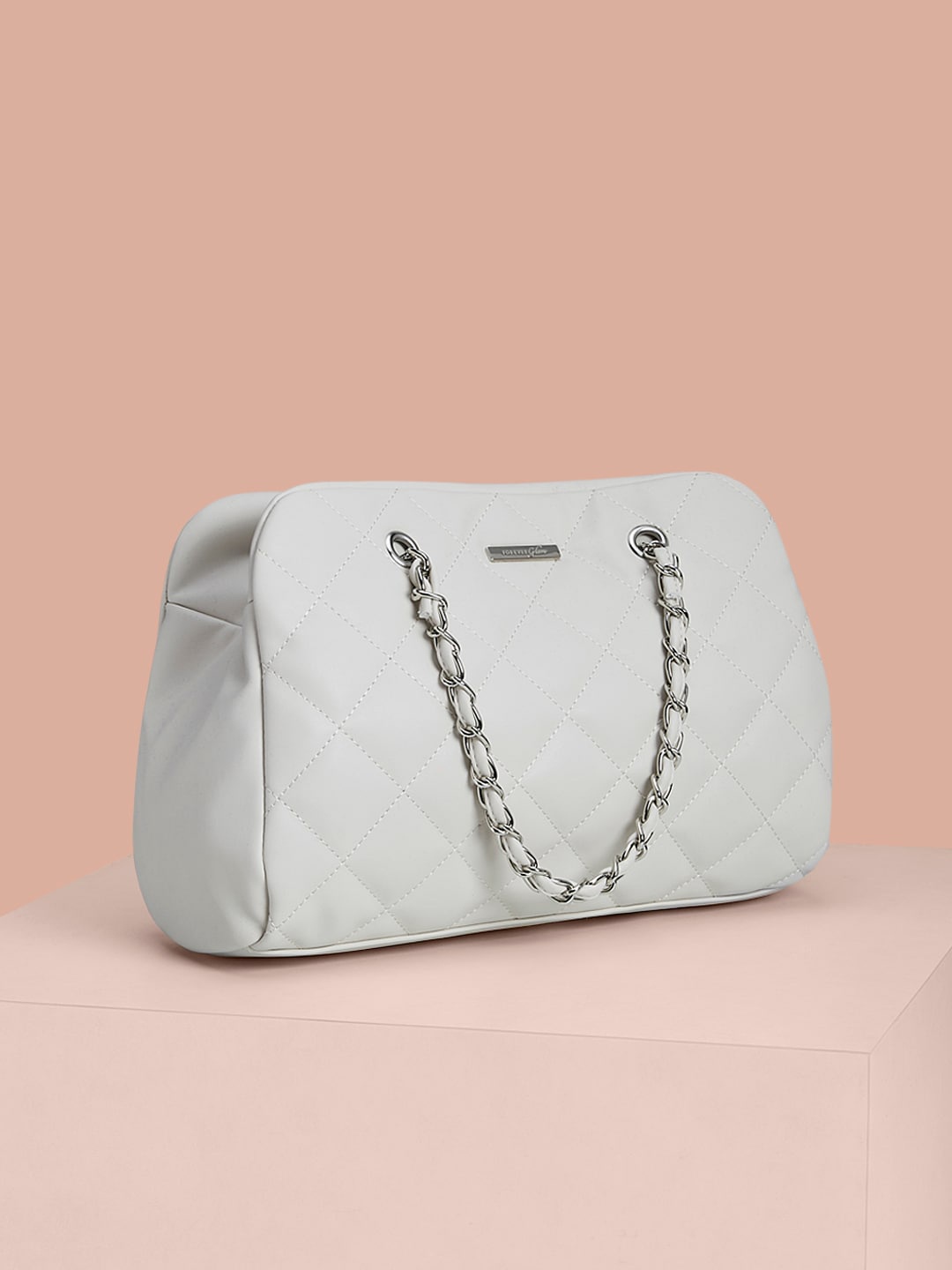 

Forever Glam by Pantaloons Textured Structured Handheld Bag With Quilted, Off white