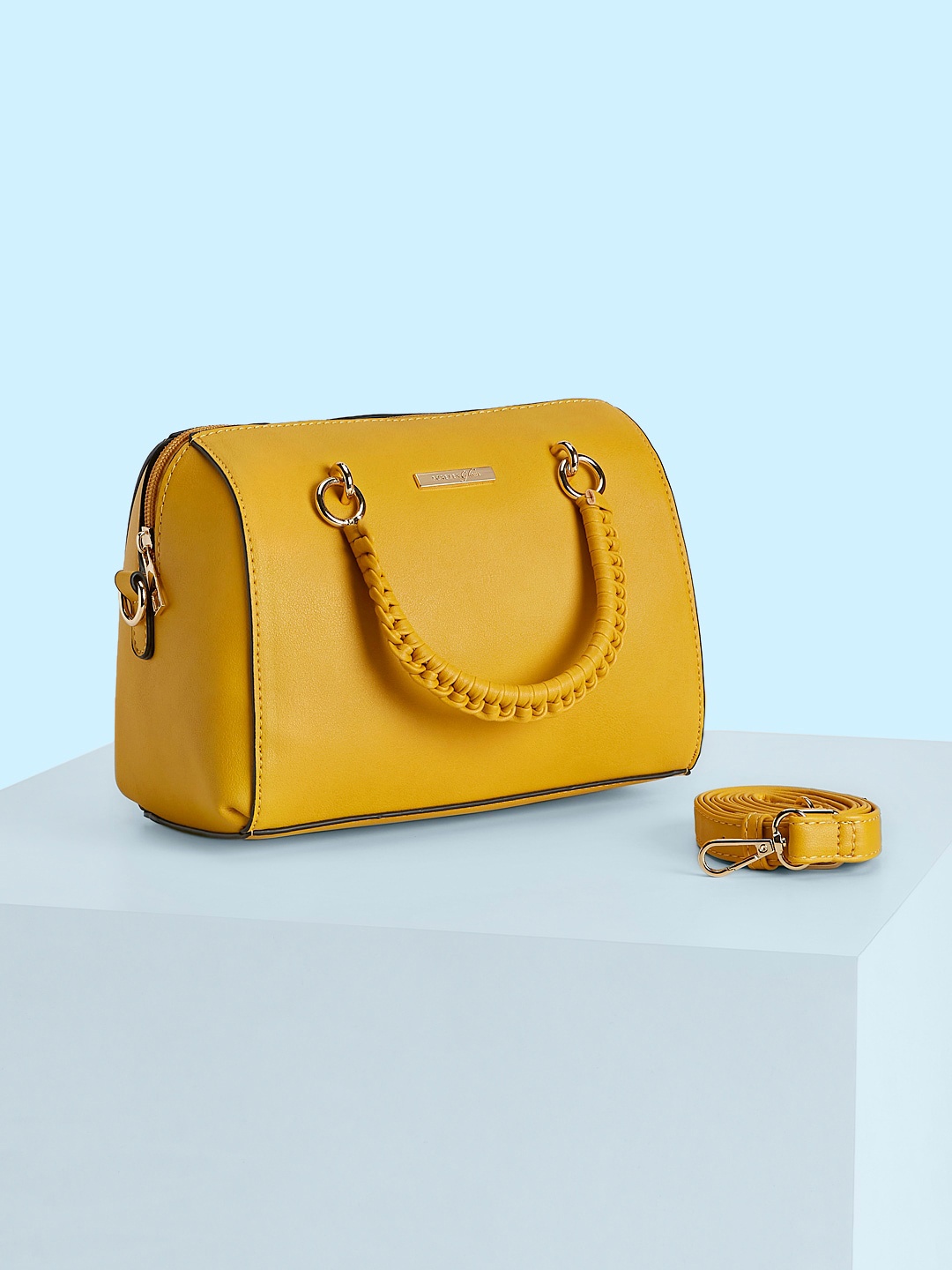 

Forever Glam by Pantaloons Structured Shoulder Bag, Mustard