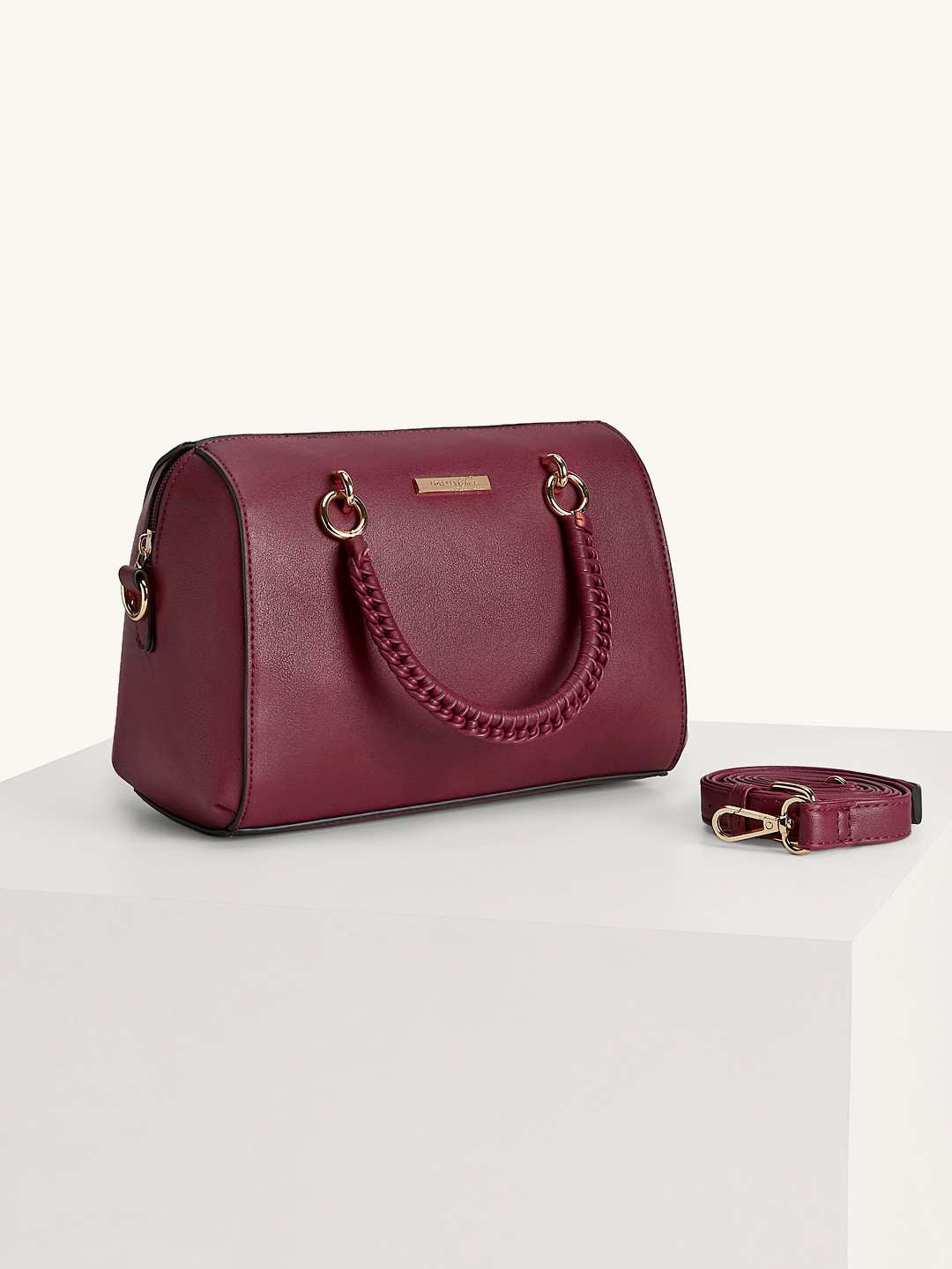 

Forever Glam by Pantaloons Textured Structured Handheld Bag, Red