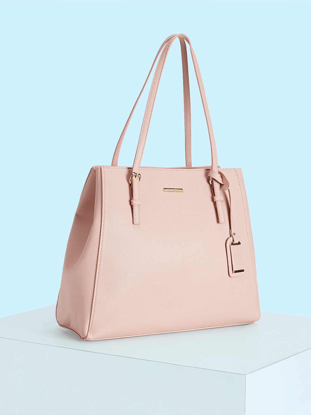 

Forever Glam by Pantaloons Textured Structured Shoulder Bag With Tasselled, Pink