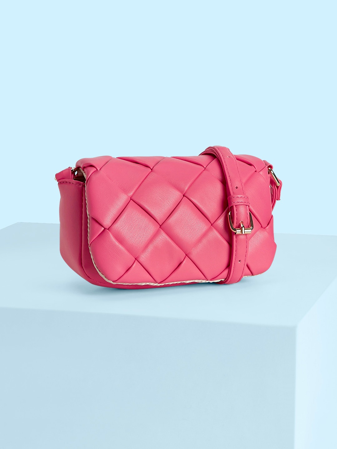 

Forever Glam by Pantaloons Structured Sling Bag with Quilted, Pink