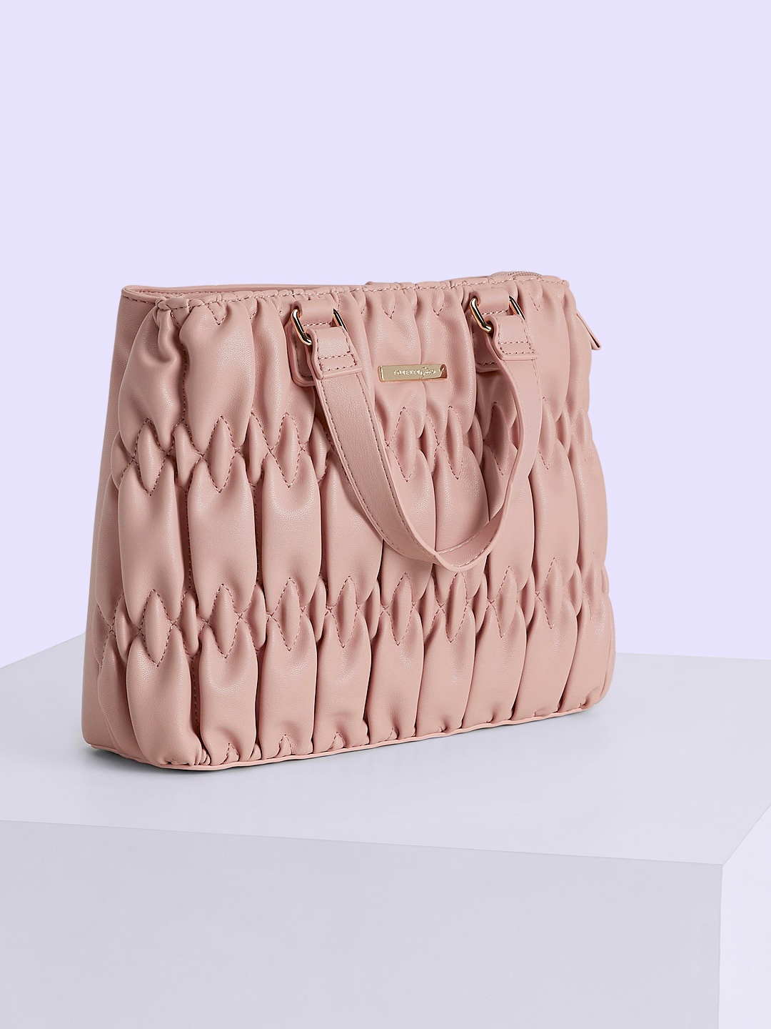 

Forever Glam by Pantaloons Textured Structured Shoulder Bag With Quilted, Pink