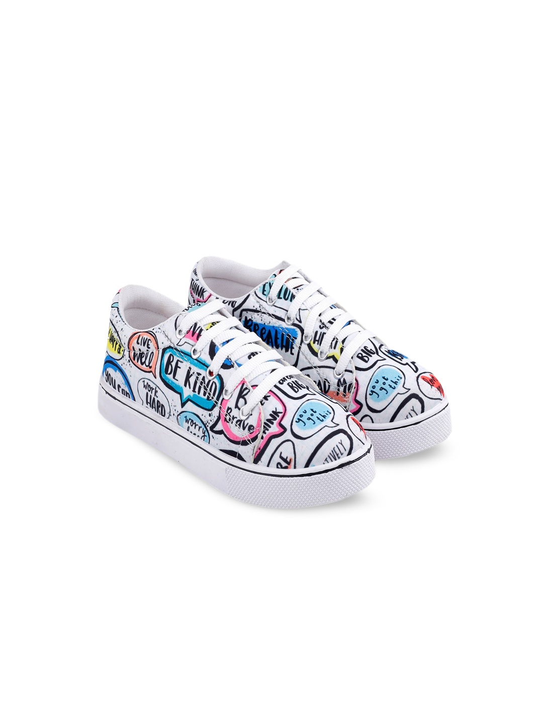 

HASTEN Women White Printed Sneakers