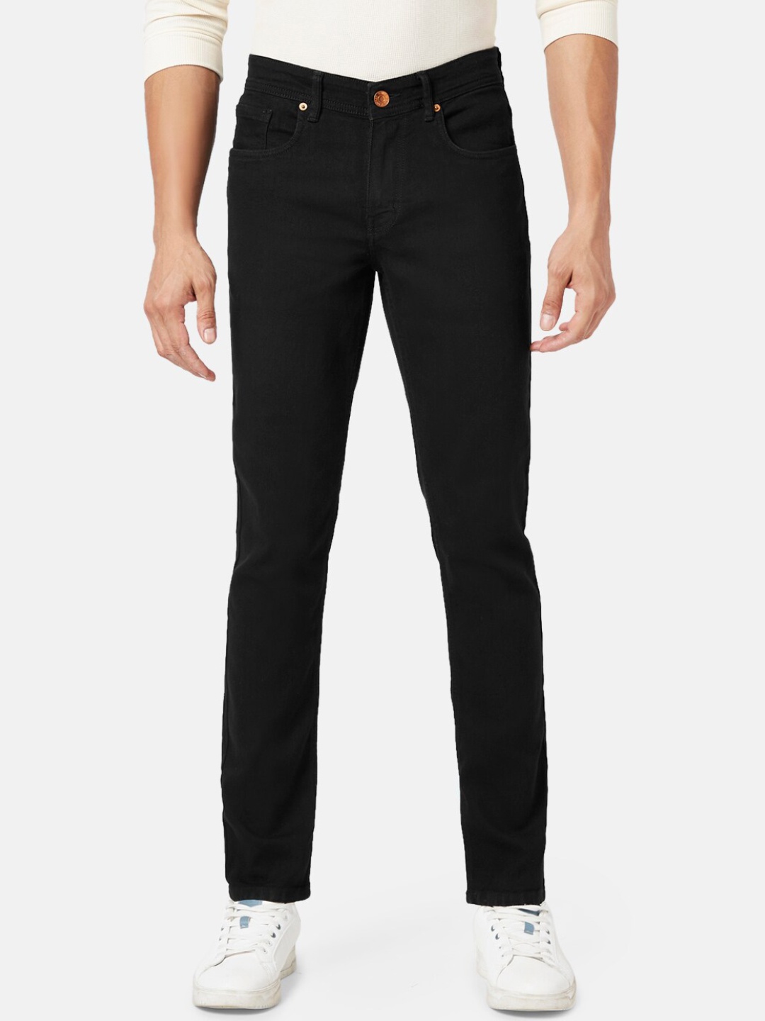 

People Men Mid-Rise Dark Shade Slim Fit Jeans, Black