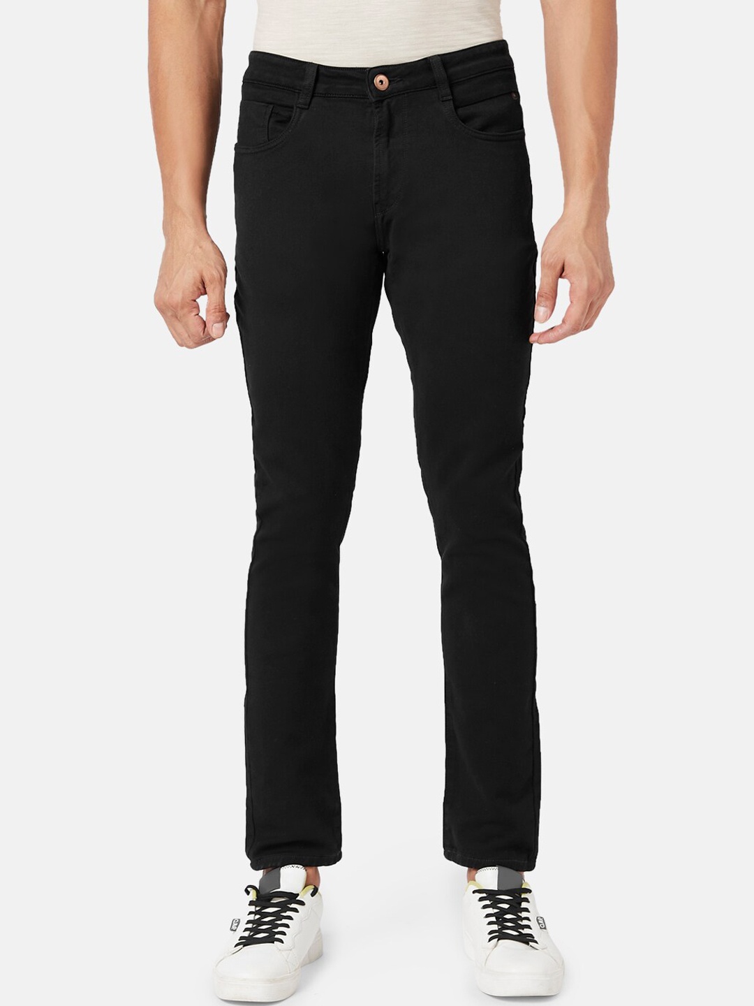 

SF JEANS by Pantaloons Men Clean Look Mid-Rise Cropped Cotton Slim Fit Jeans, Black