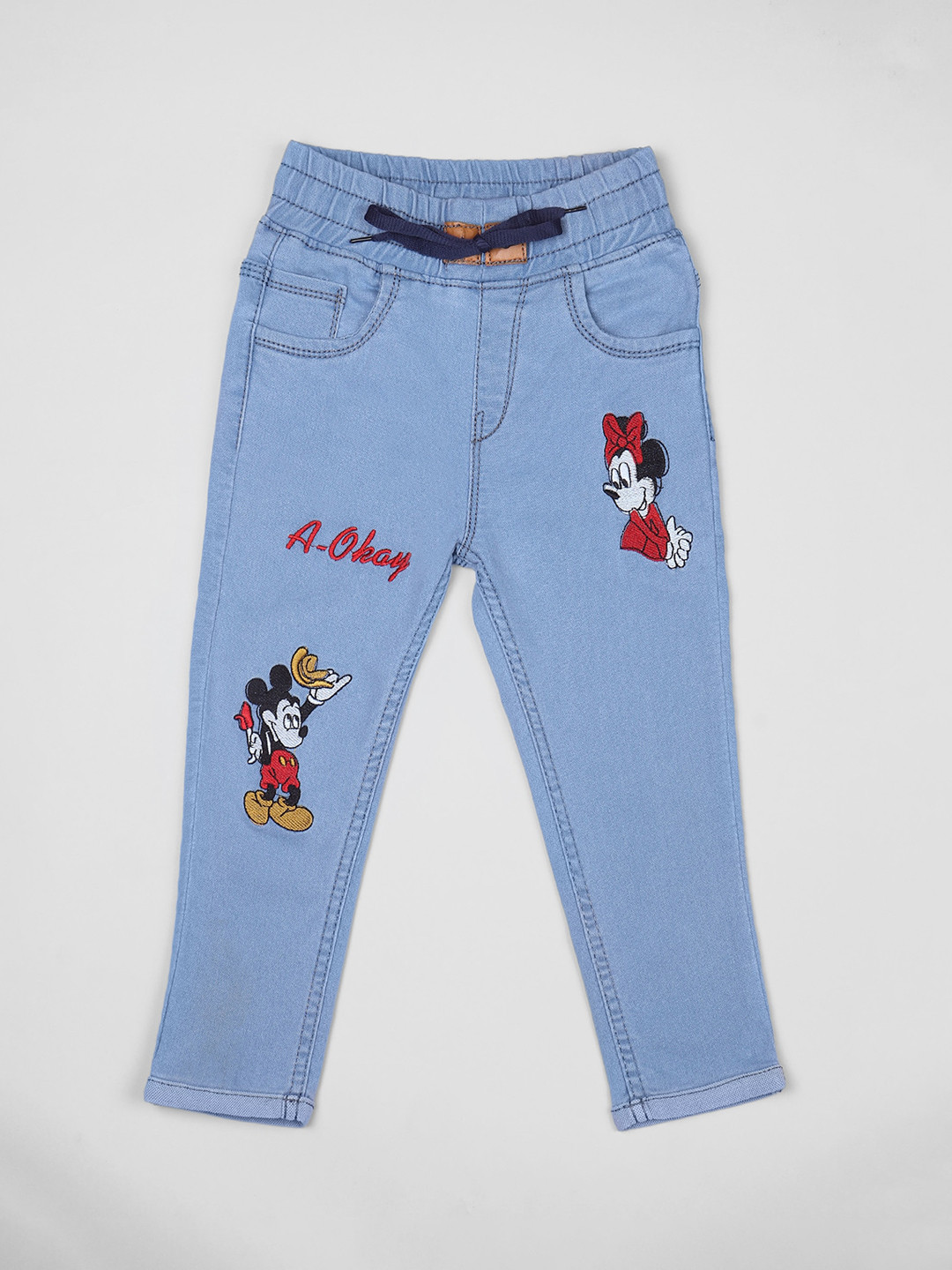 

A-Okay Girls Slim Fit High-Rise Embroidered Stretchable Jeans, Blue