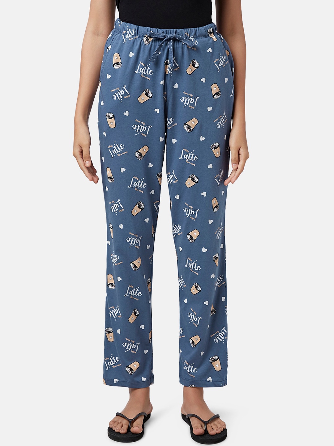 

Dreamz by Pantaloons Women Printed Cotton Lounge Pants, Blue
