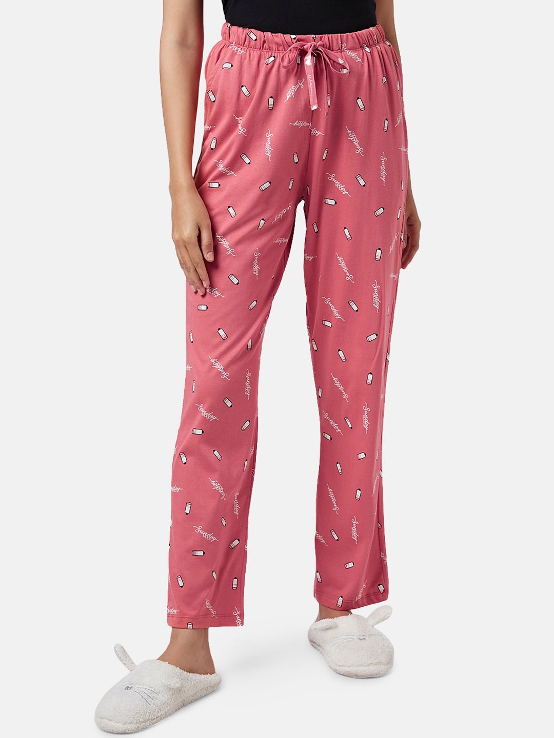 

Dreamz by Pantaloons Women Printed Cotton Lounge Pants, Pink