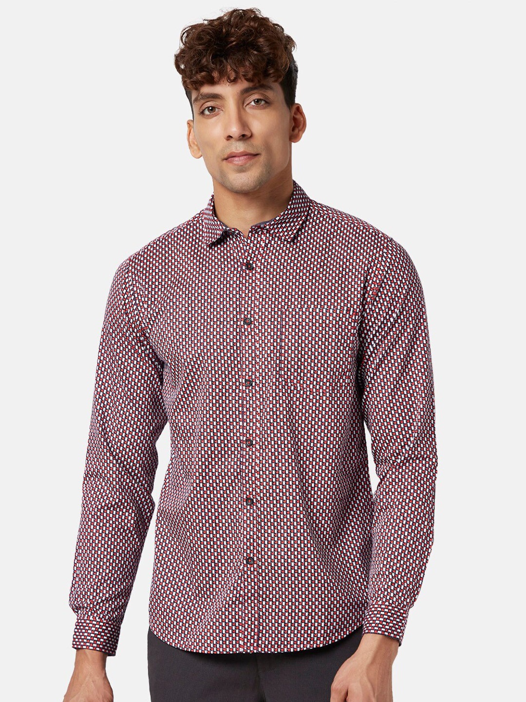 

BYFORD by Pantaloons Men Blue Slim Fit Printed Casual Shirt
