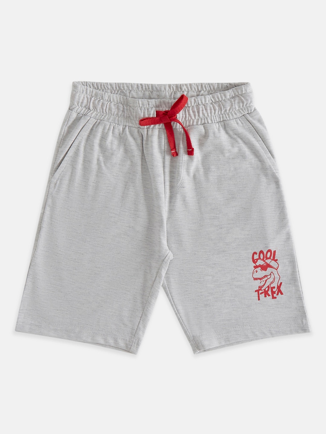 

Pantaloons Junior Boys Mid-Rise Cotton Shorts, Grey melange