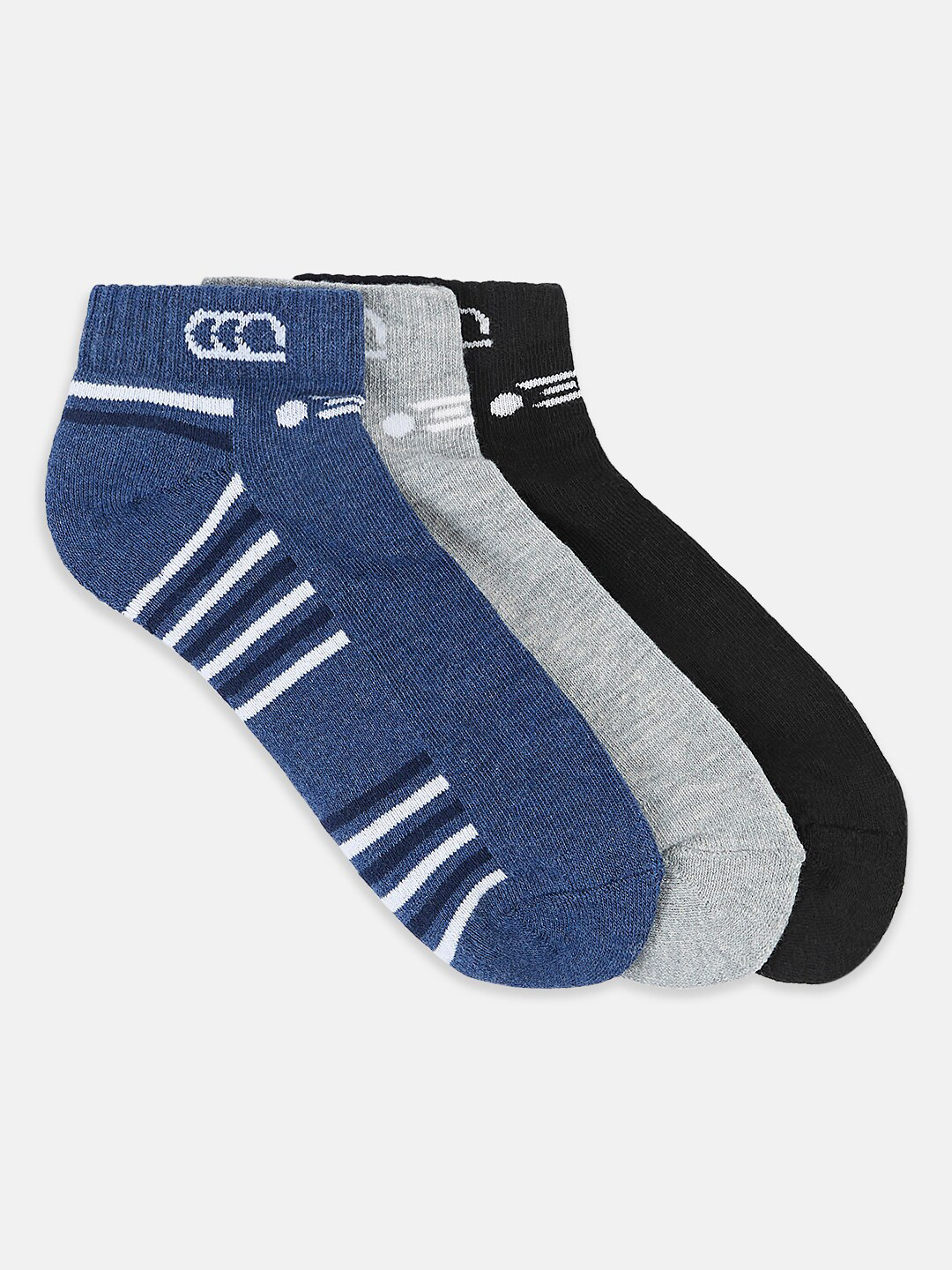 

Ajile by Pantaloons Men Pack Of 3 Cotton Patterned Ankle Length Socks, Grey