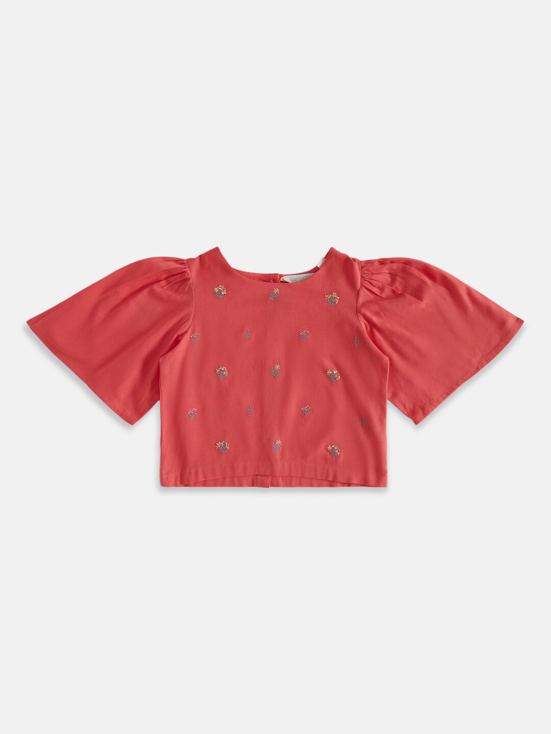 

AKKRITI BY PANTALOONS Embellished Seqined Cotton Top, Coral