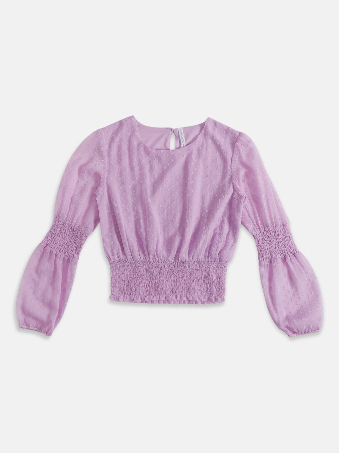 

Pantaloons Junior Girls Self Design Blouson Top, Purple
