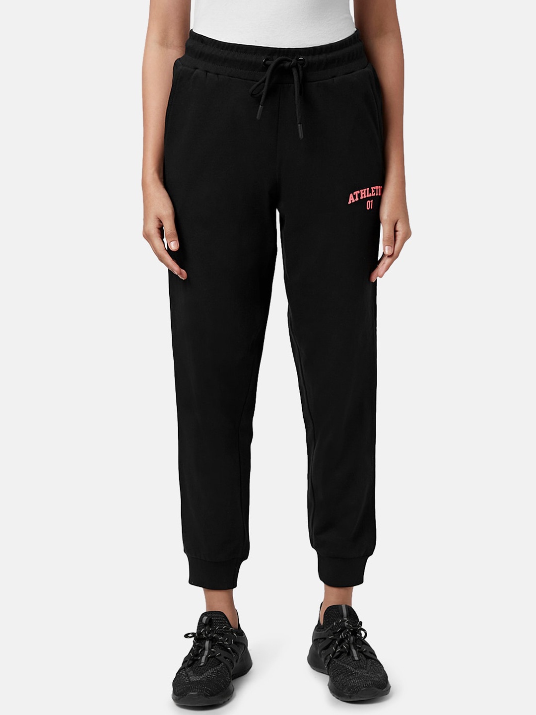 

Ajile by Pantaloons Women Cotton Mid-Rise Joggers, Black