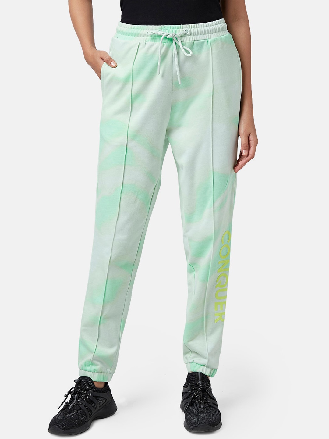 

Ajile by Pantaloons Women Tie & Dyed Cotton Joggers, Green