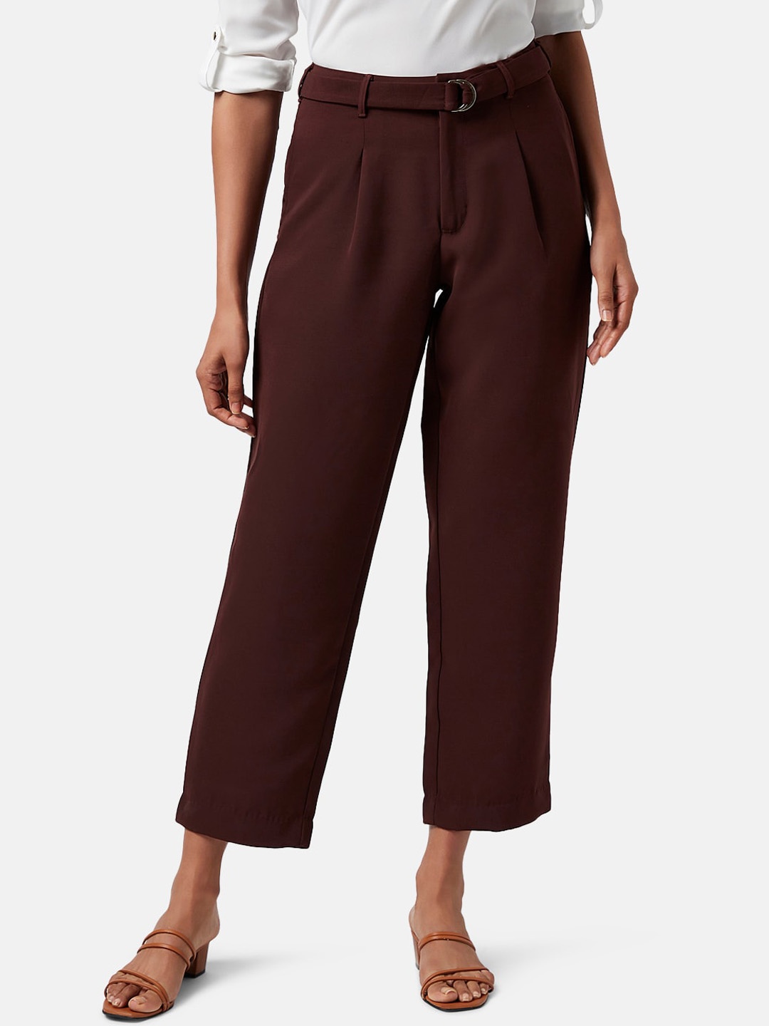 

Annabelle by Pantaloons Women High-Rise Trousers, Brown