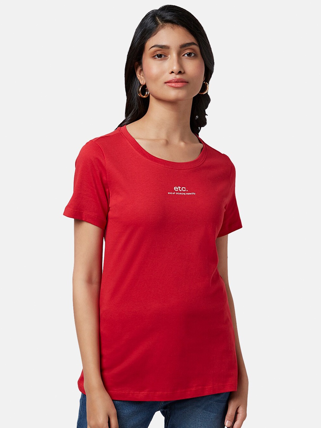 

Honey by Pantaloons Round Neck Short Sleeves Cotton T-shirt, Red