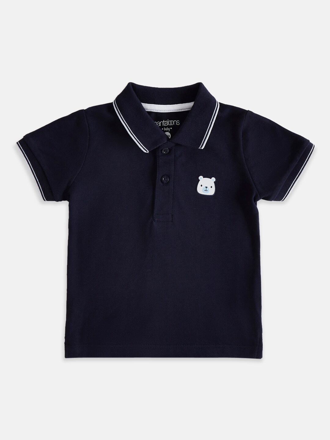 

Pantaloons Baby Infant Boys Polo Collar Cotton T-shirt, Navy blue