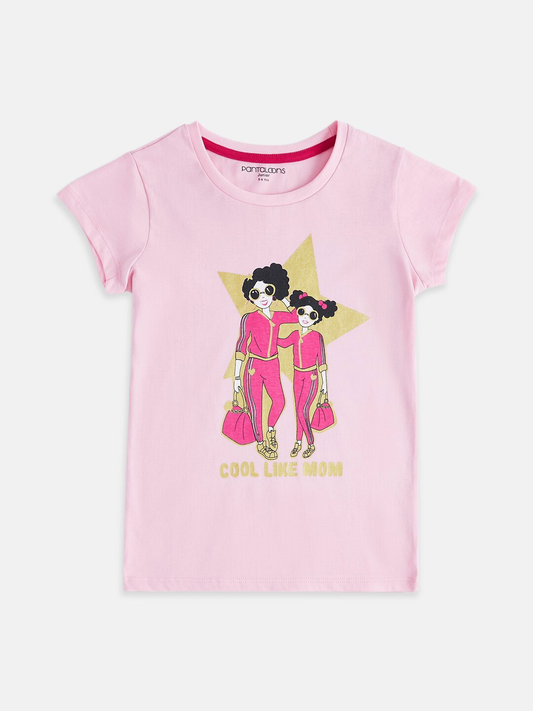 

Pantaloons Junior Girls Graphic Printed Cotton T-shirt, Pink