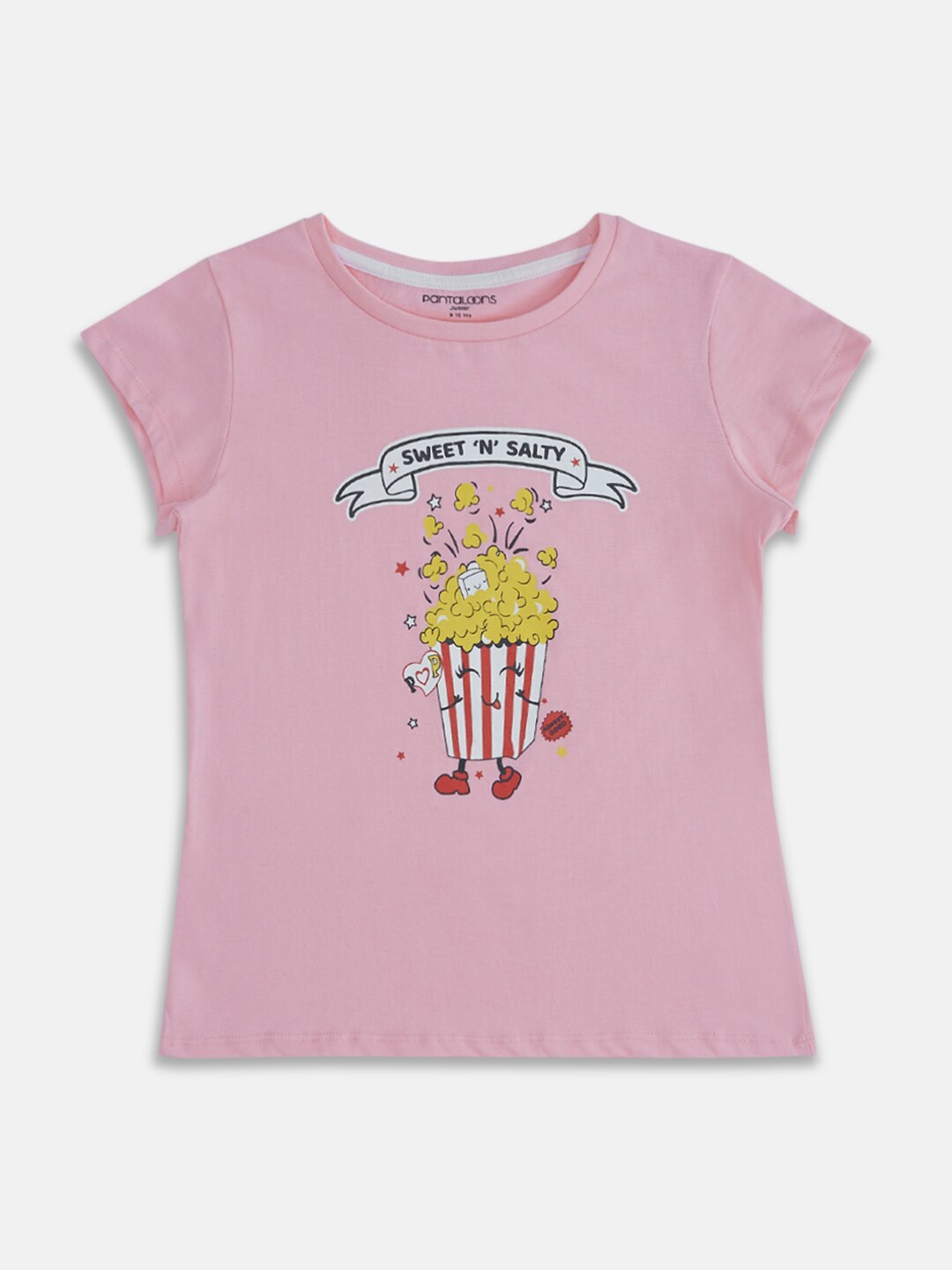

Pantaloons Junior Girls Graphic Printed Cotton T-shirt, Peach