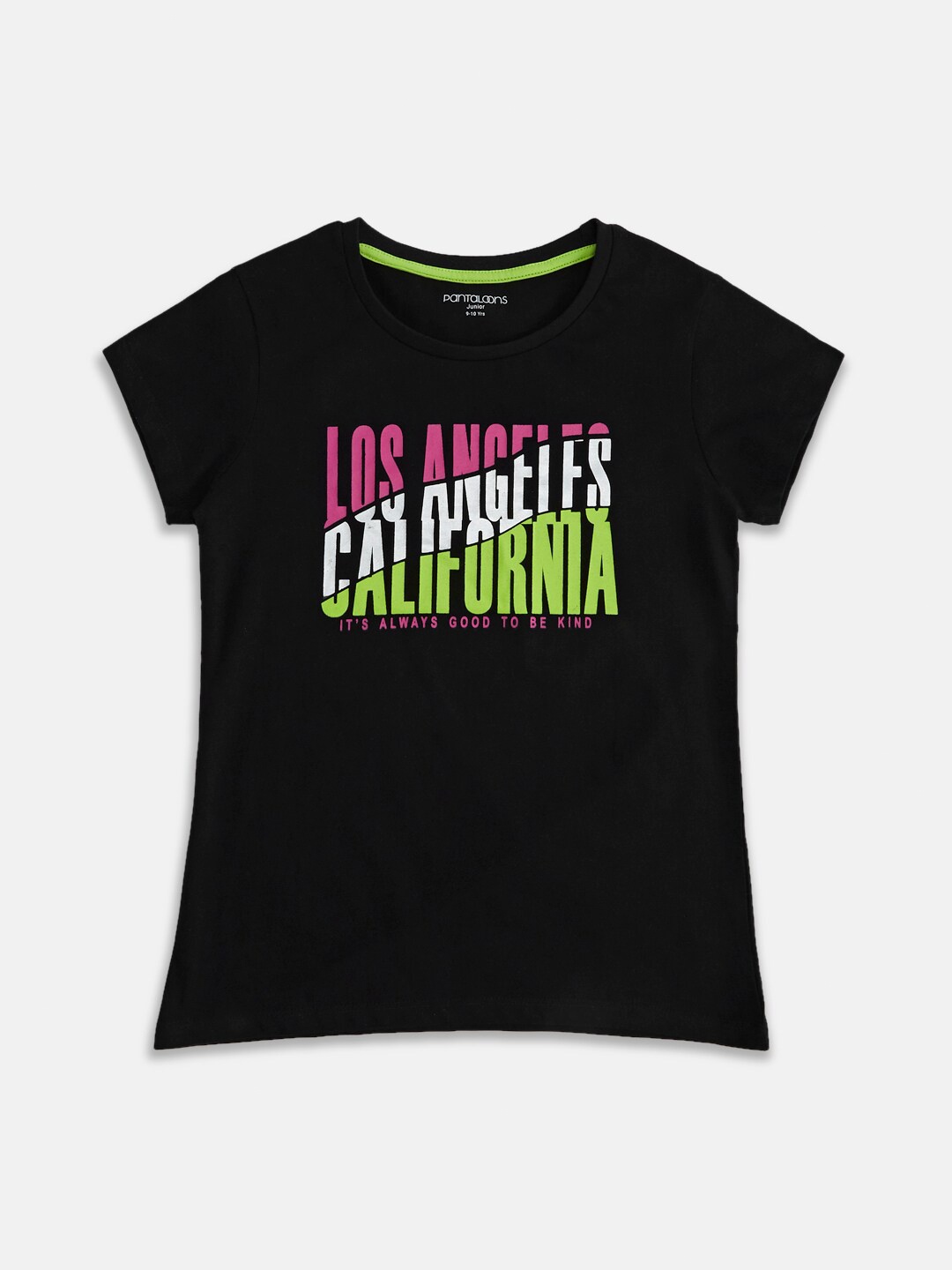 

Pantaloons Junior Girls Typography Printed Cotton T-Shirt, Black