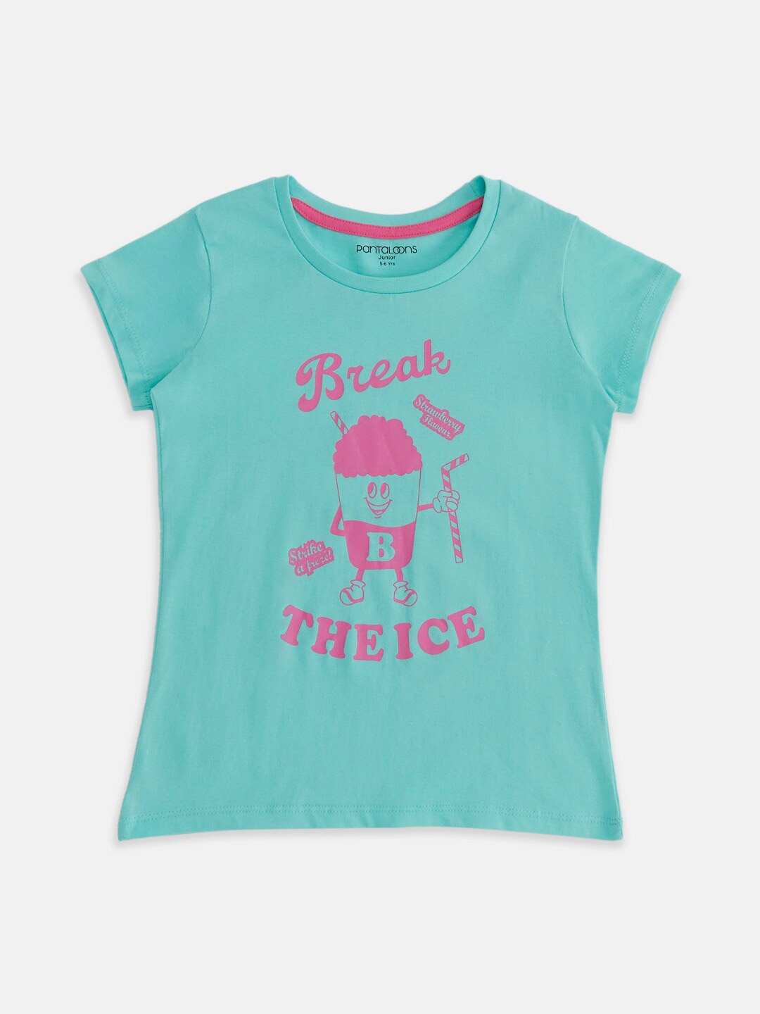 

Pantaloons Junior Girls Typography Printed Cotton T-shirt, Green