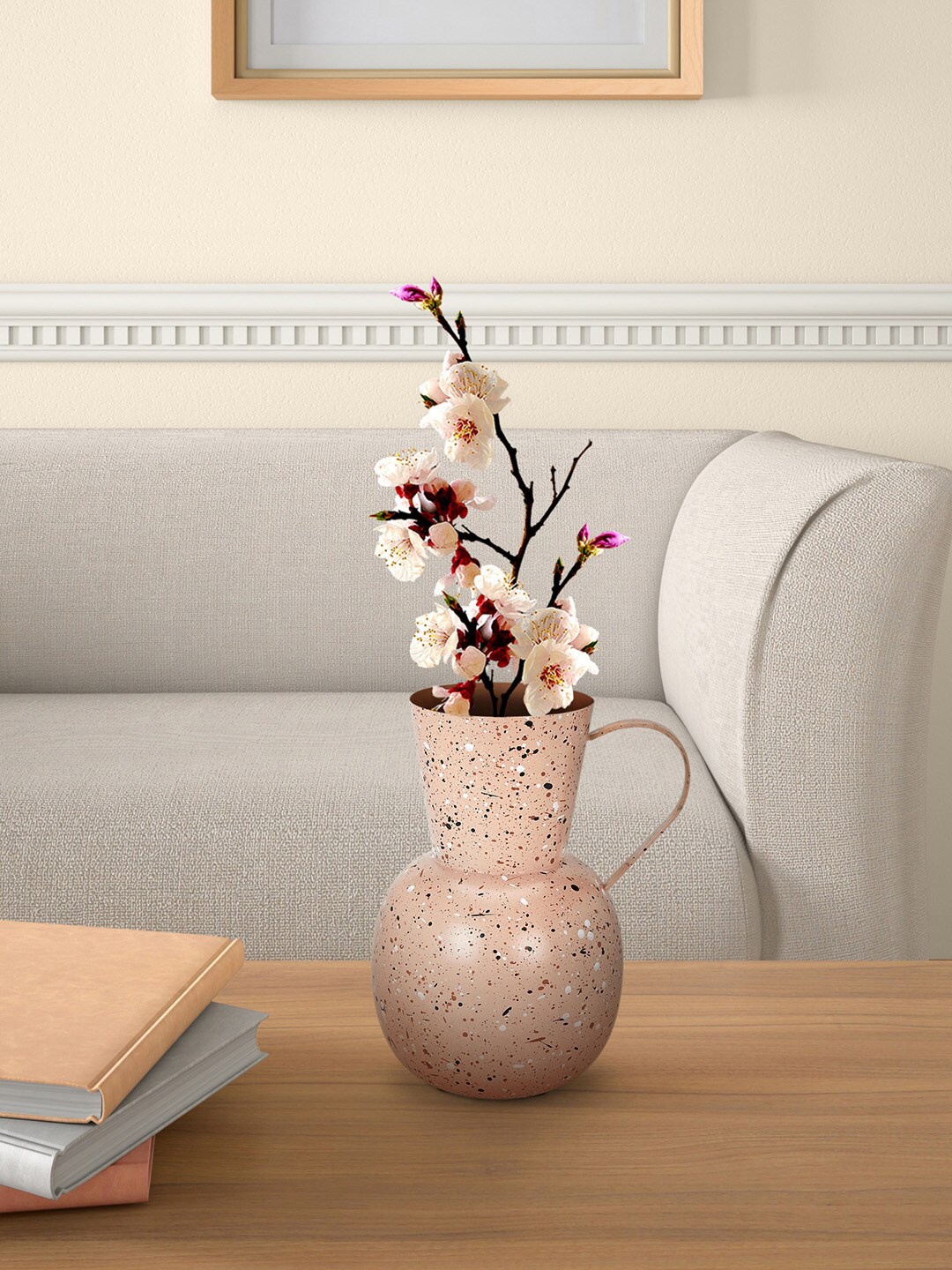 

Living scapes by Pantaloons Pink & White Printed Iron Flower Vase