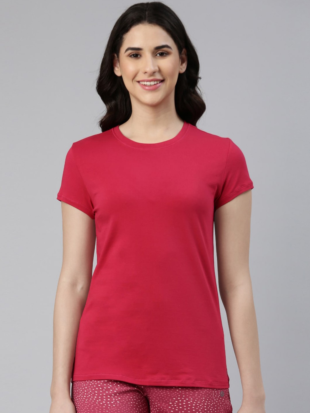 

Enamor Plus Size Round Neck Slim Fit Lounge T-shirts, Red