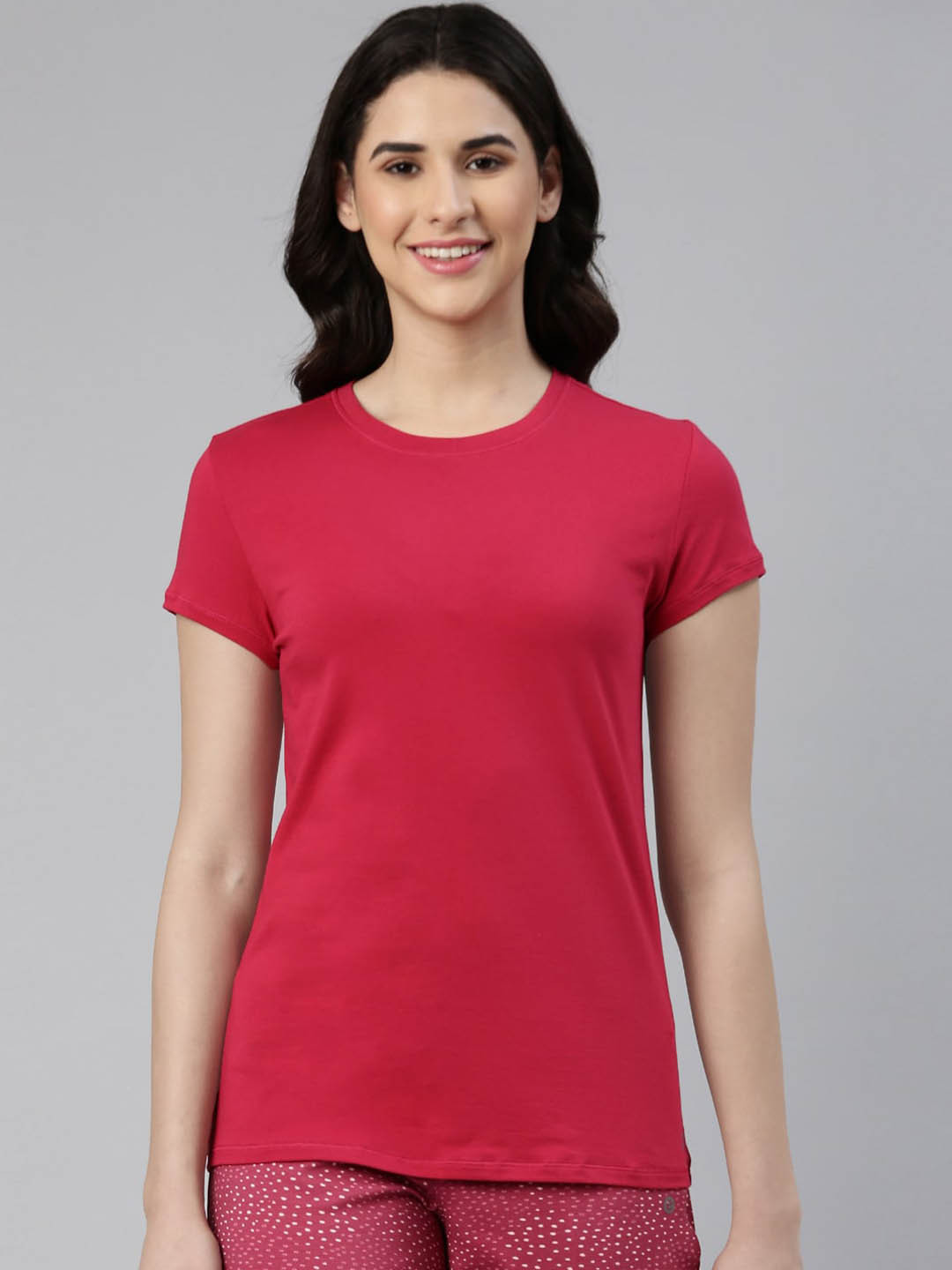 

Enamor Women Cotton Slim Fit Lounge Tshirts, Red