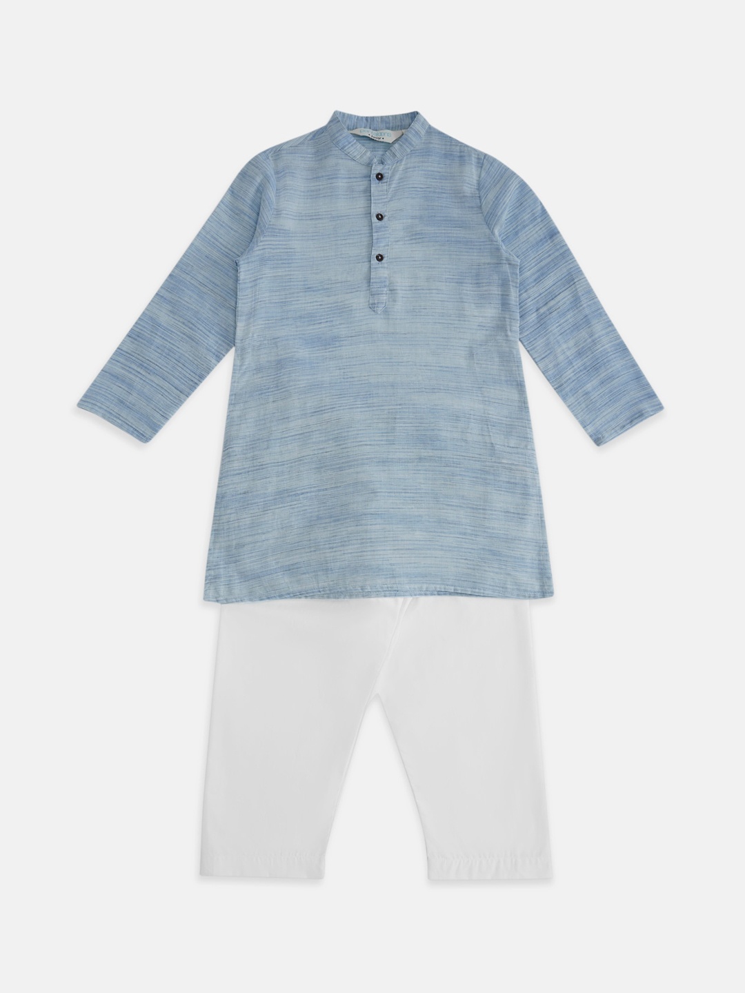 

indus route by Pantaloons Boys Abstract Woven Design Pure Cotton Kurta with Pyjamas, Blue