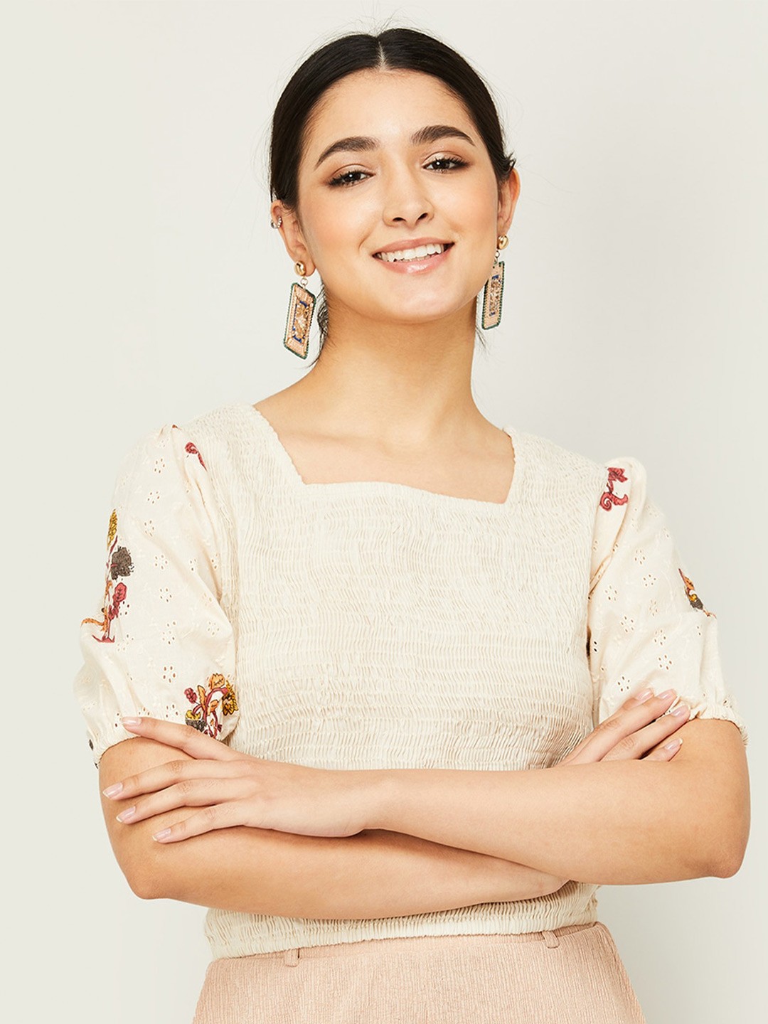 

Colour Me by Melange White Floral Top