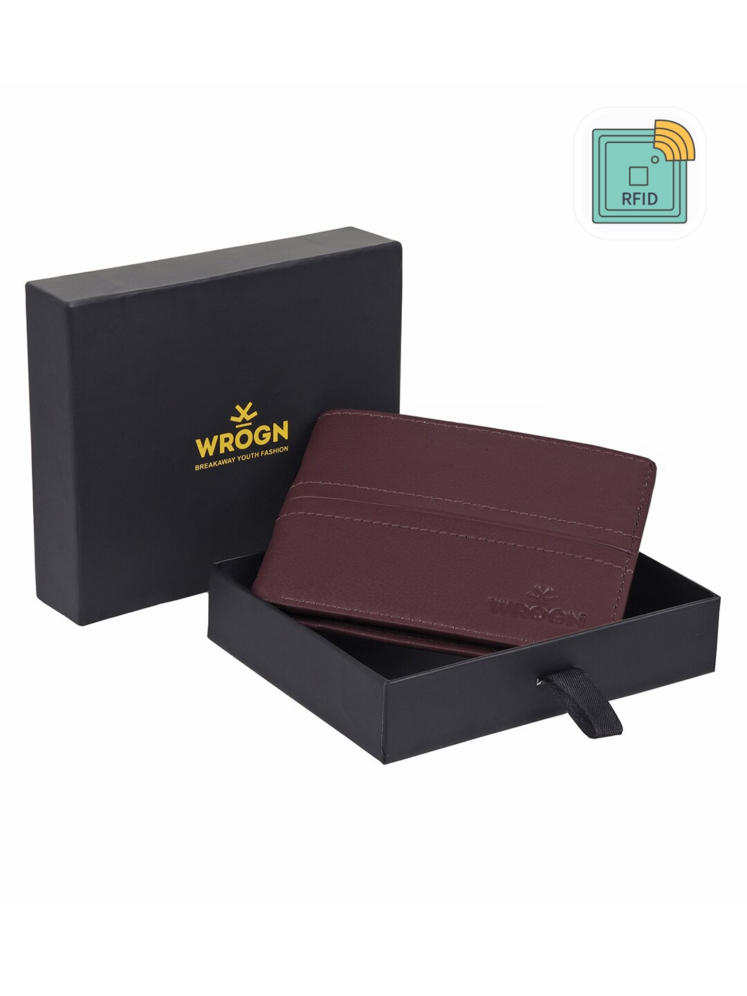 

WROGN Men Maroon Leather Two Fold Wallet