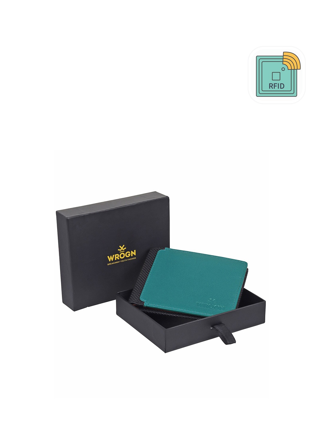 

WROGN Men Leather Two Fold Wallet, Teal