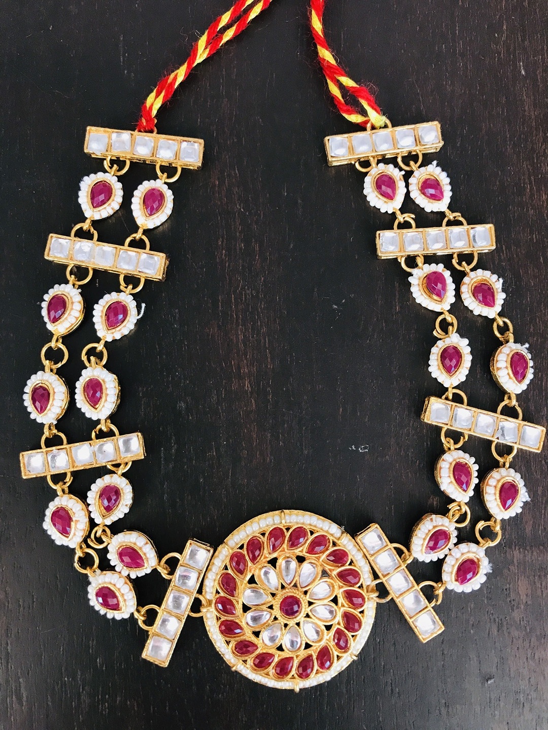 

The Opal Factory Gold Plated Stones-Studded Sheeshphool, White