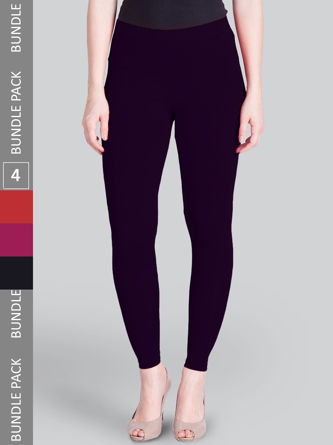 

LYRA Pack Of 4 Ankle-Length Leggings, Purple