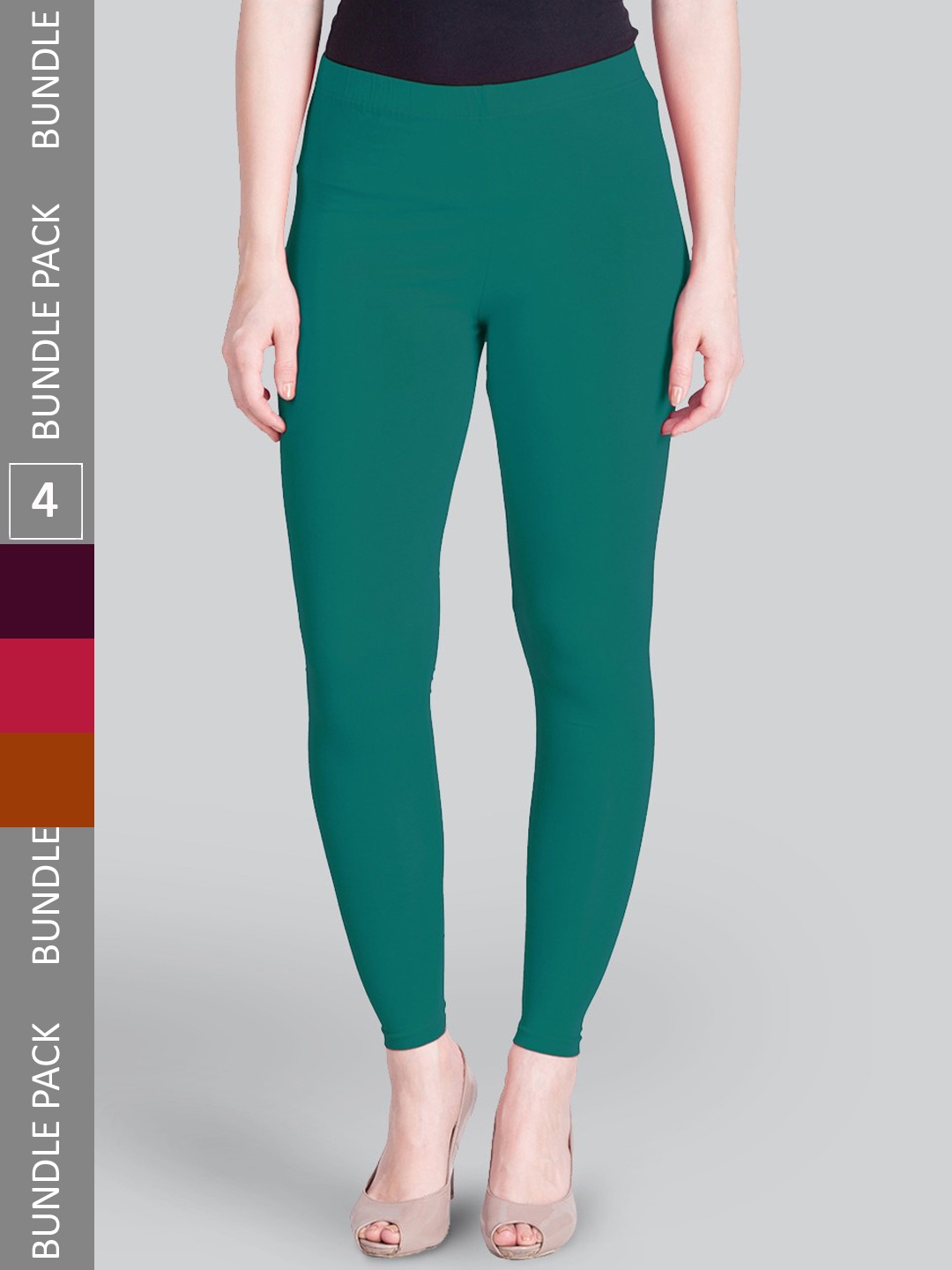 

LYRA Pack Of 4 Ankle-Length Leggings, Green