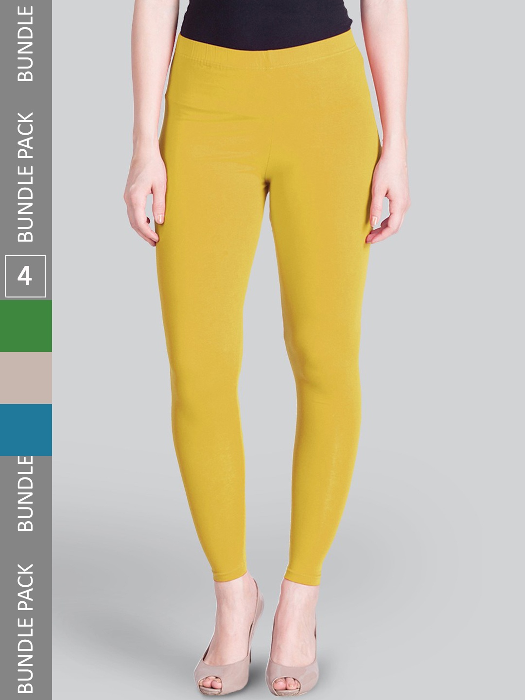 

LYRA Pack Of 4 Ankle-Length Leggings, Yellow