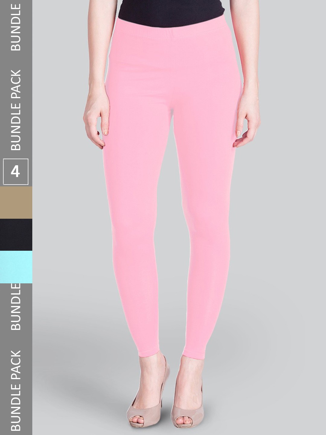 

LYRA Pack Of 4 Ankle-Length Leggings, Pink