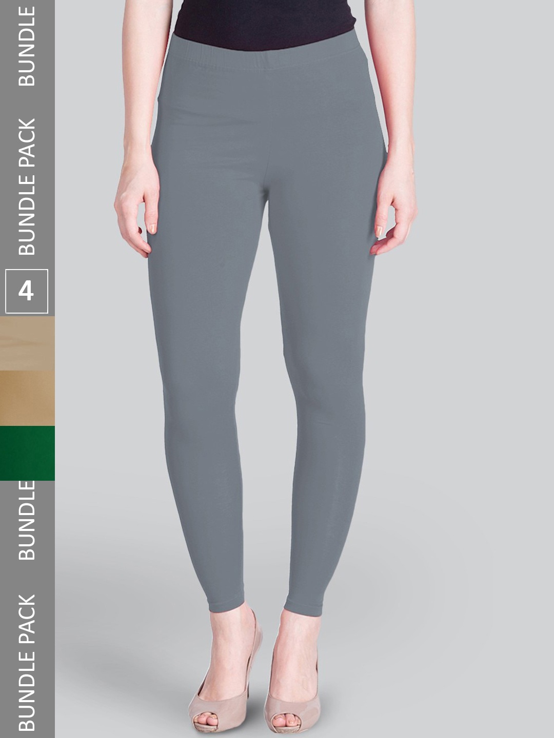 

LYRA Premium Pack Of 4 Cotton Ankle Length Leggings, Green