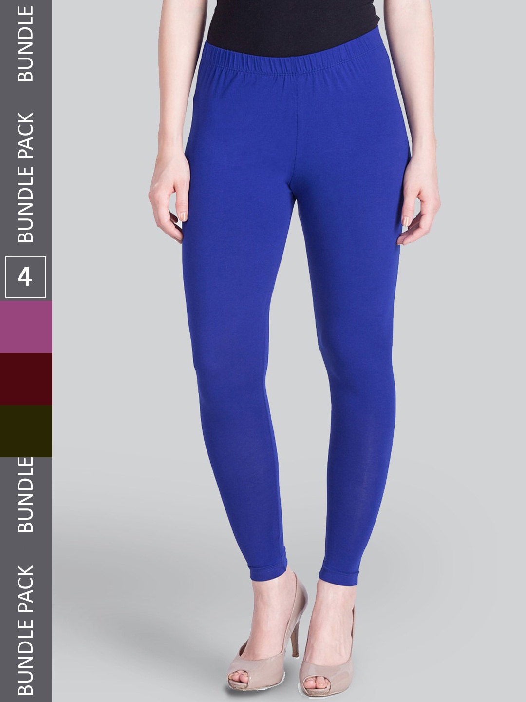 

LYRA Pack Of 4 Ankle-Length Leggings, Blue