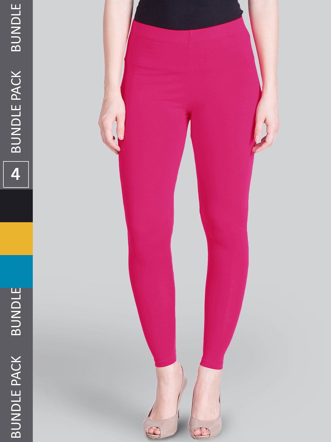 

LYRA Premium Pack Of 4 Ankle Length Leggings, Pink