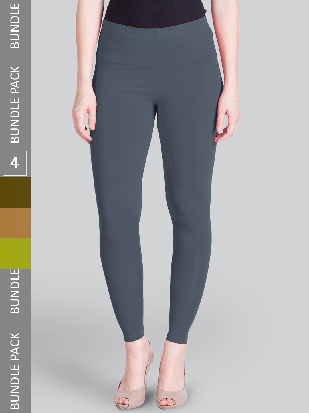 

LYRA Pack Of 4 Ankle-Length Leggings, Grey