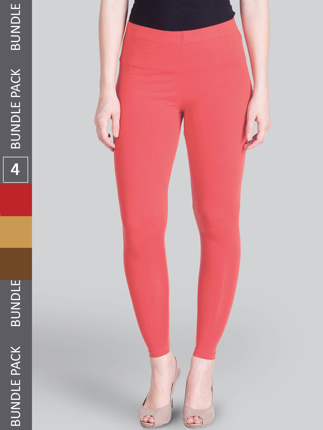 

LYRA Premium Pack Of 4 Ankle Length Leggings, Red