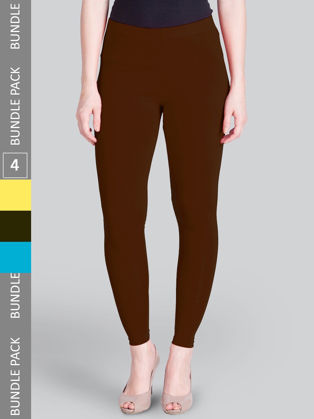 

LYRA Women Pack Of 4 Solid Cotton Ankle-Length Leggings, Maroon