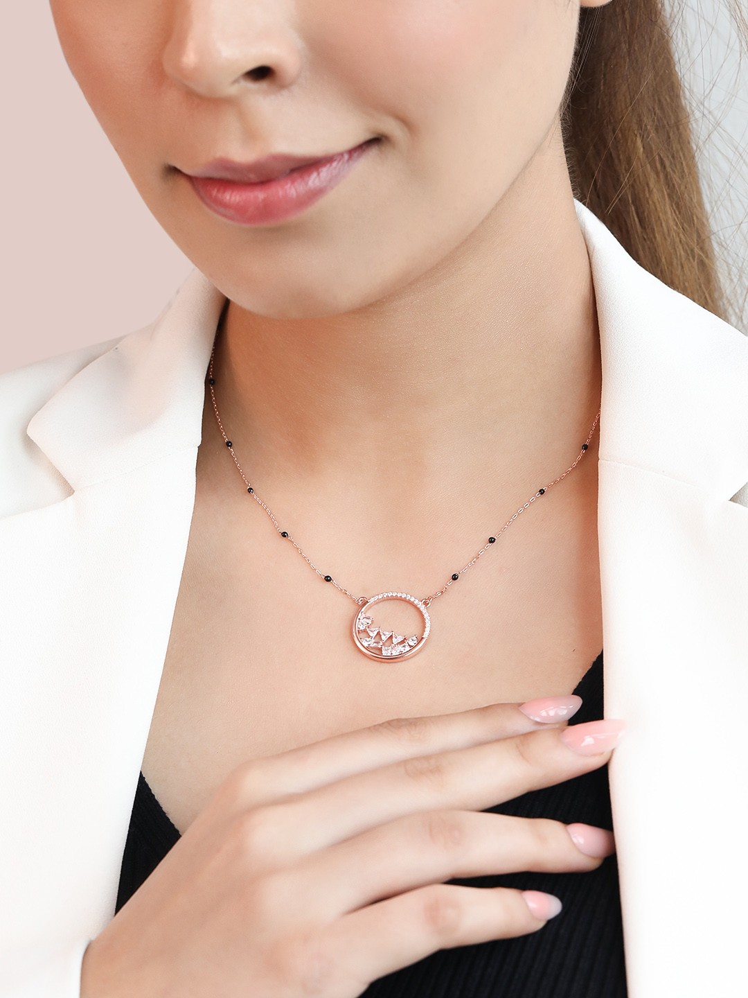 

Zavya Rose-Gold Plated 925 Sterling Silver Mangalsutra