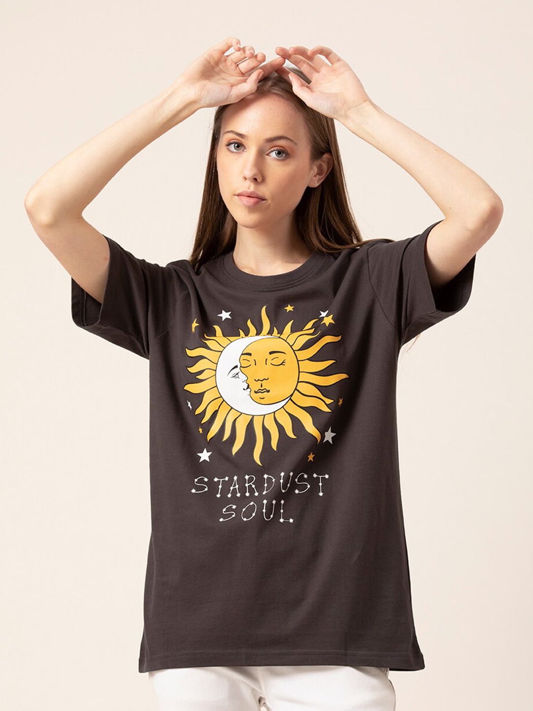 

Lounge Dreams Graphic Printed Pure Cotton Pure Cotton Oversized Tshirt, Charcoal