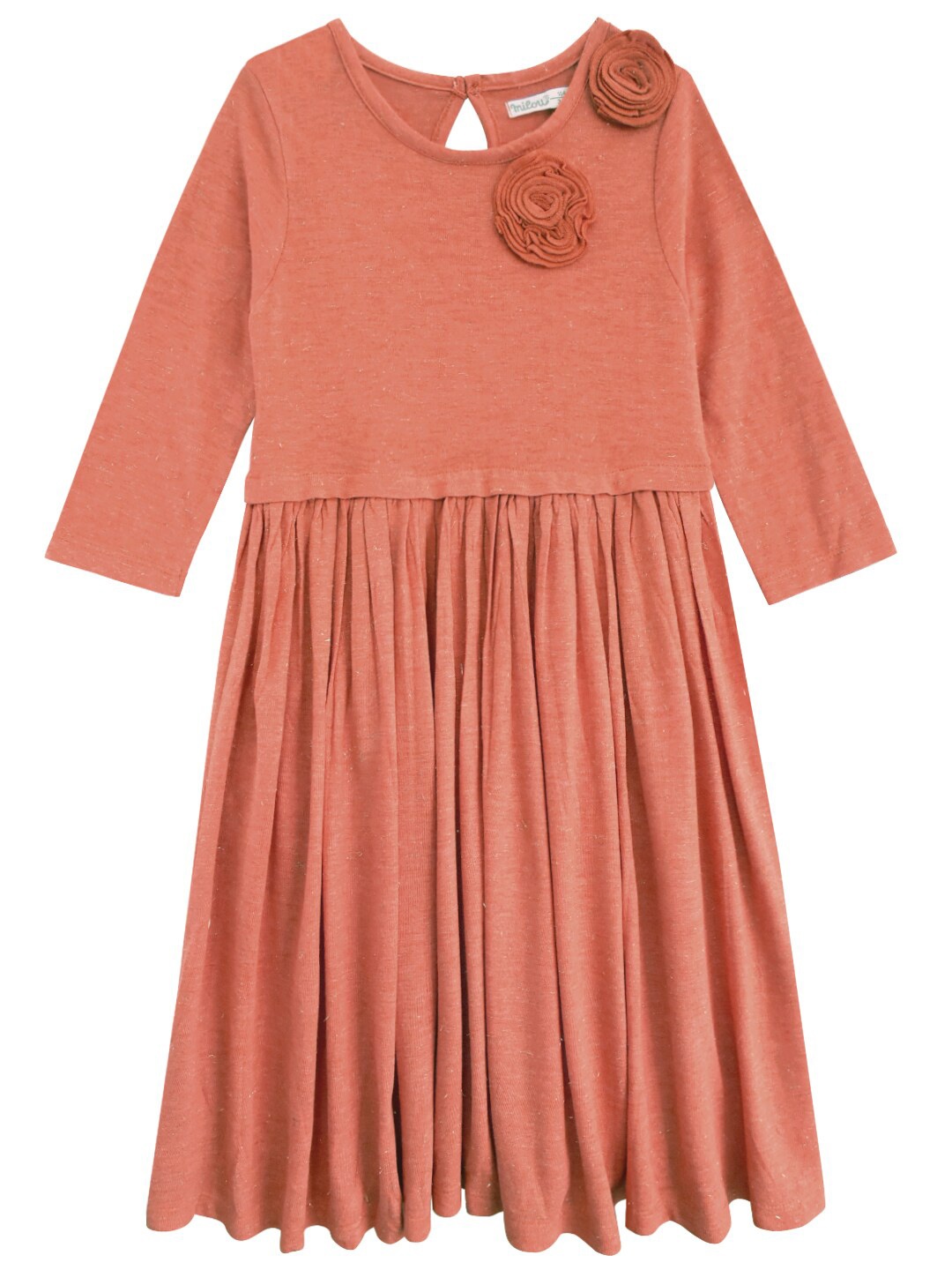 

milou Round Neck Fit and Flare Dress, Orange